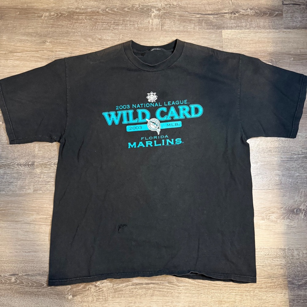 Vintage 2003 Florida Marlins Wild Card MLB T-Shirt Black XL VF Imagewear